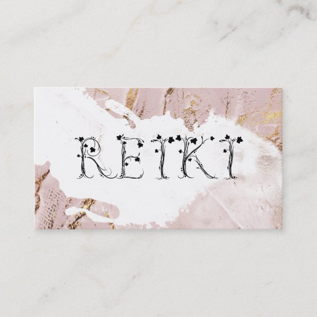 Carte De Visite *~* Abstrait Rose Peinture Or Trucs REIKI Ivy (Devant)