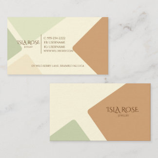 Carte De Visite Abstrait Vert & Tons Neutres