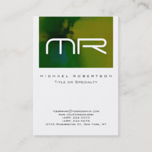 Carte de visite abstraite blanche à monogramme mod