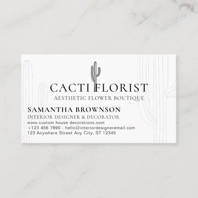 Carte de visite Abstraite Fleur de Désert Cactus B (Devant)