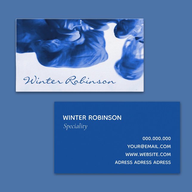 Carte De Visite Abstraite peinture bleue minimum professionnel (Simple design for painter, artist, business card )