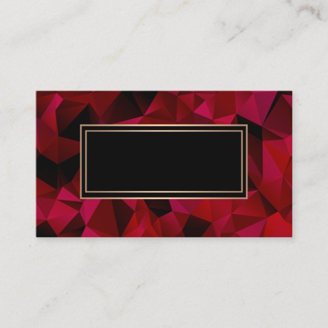 Carte De Visite Abstraite, polygonale, rouge, rouge et noire (Devant)