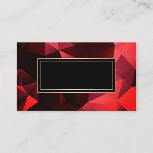 Carte De Visite Abstraite, polygonale, rouge, rouge et noire (Devant)