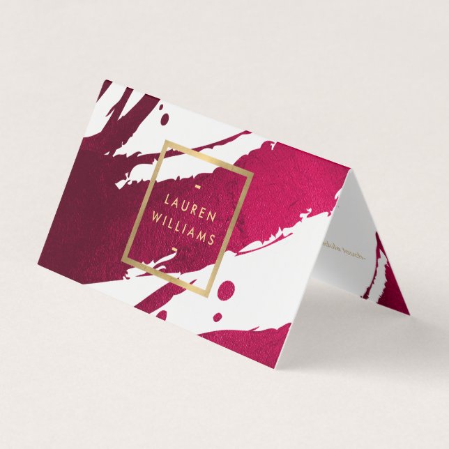 Carte De Visite Abstraite rubis rouge brosse (Devant)