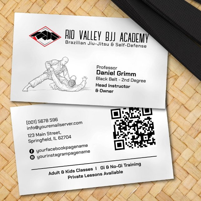 Carte De Visite Académie et instructeur brésilien Jiu-Jitsu (Créateur téléchargé)