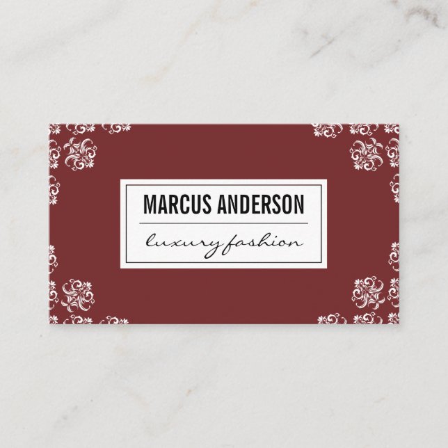 Carte De Visite Accent Damassé / Rouge (Devant)