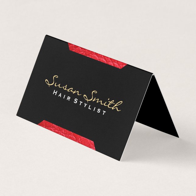 Carte De Visite Accent en cuir (rouge) | Chic, Luxe (Devant)