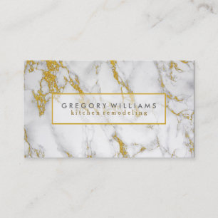 Carte De Visite Accents Marbre blanc Et Or