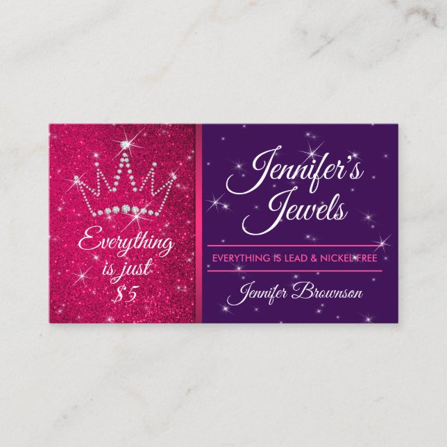 Carte De Visite Accessoires de bijouterie rose violet scintillant (Devant)