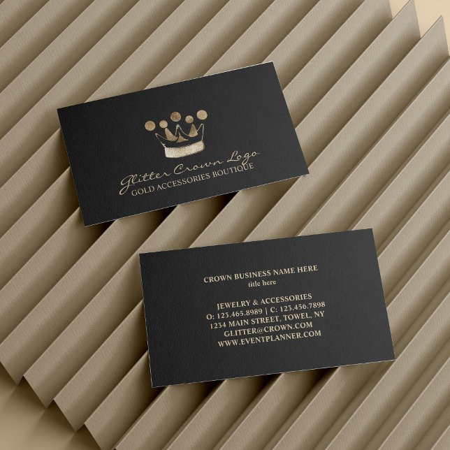 Carte De Visite Accessoires scintillants en or couronne (Crown Gold Sparkle Accessories Business Card)