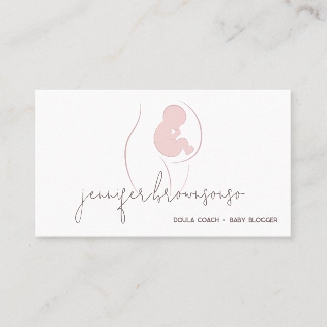 Carte De Visite Accompagnante de naissance unique blanche enceinte (Devant)
