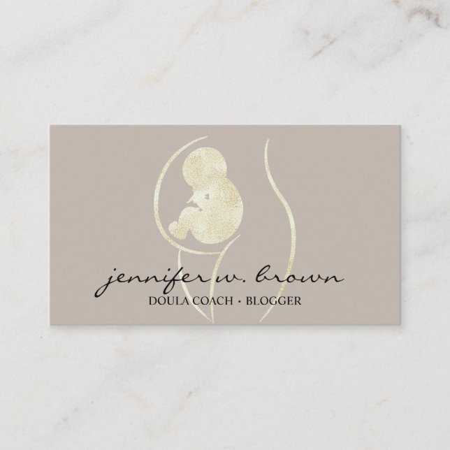 Carte De Visite Accompagnateur de naissance Doula Bébé enceinte Or (Devant)
