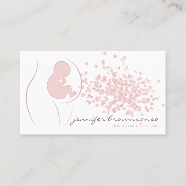 Carte De Visite Accompagnatrice de naissance Coach Grossesse Rose  (Devant)