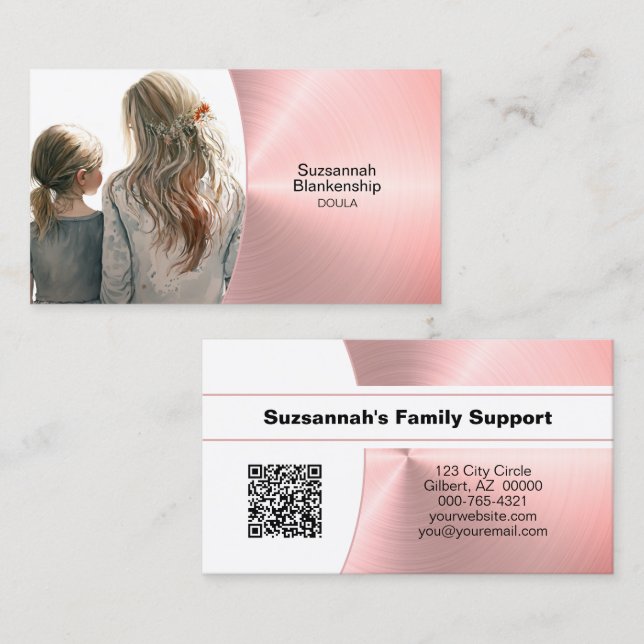 Carte De Visite Accompagnement familial et code QR de Doula de pho (Devant / Derrière)