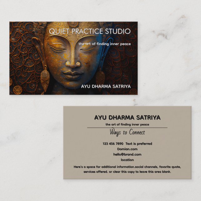CARTE DE VISITE ACCORD DE PAIX | PORTRAIT DE MEDITATION (Devant / Derrière)