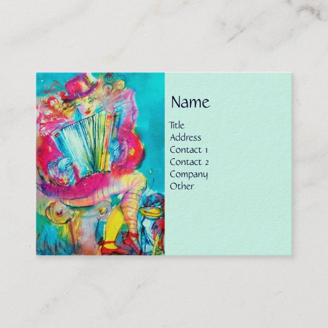 Carte De Visite ACCORDION PLAYER DANS LA NUIT, bleu (Devant)