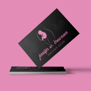 Carte De Visite Accoucheuse Black Pink Naissance Enceinte Or Bébé