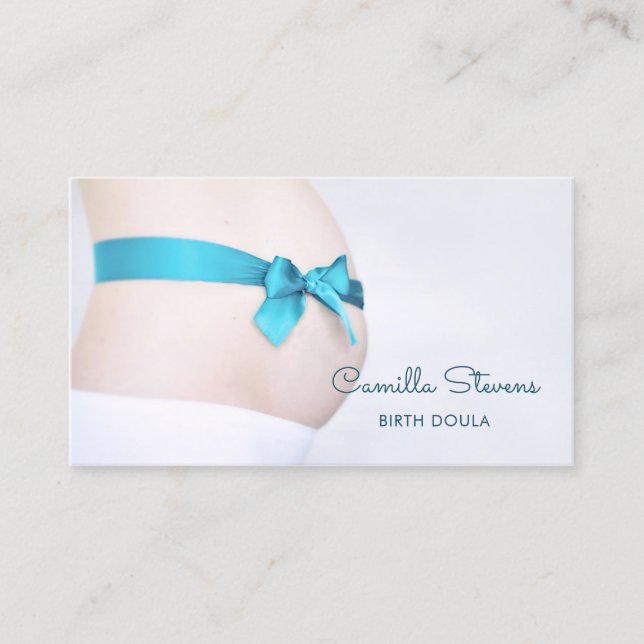 Carte De Visite Accoucheuse Doula Ruban Bleu (Devant)
