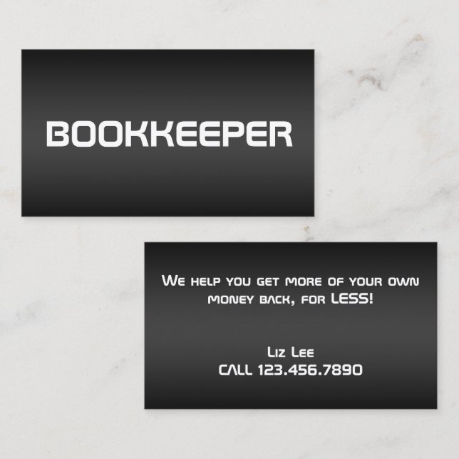 Carte De Visite Accountant Bookkeeper (Devant / Derrière)