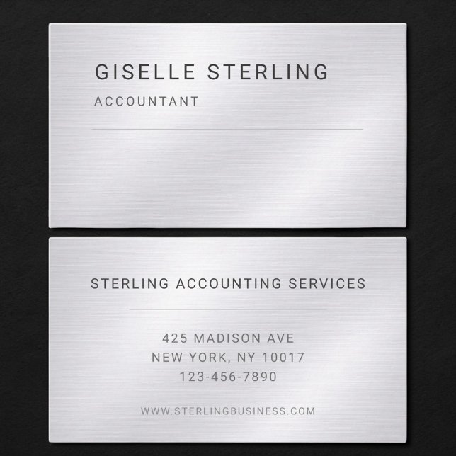 Carte De Visite Accountant Silver Metallic Professional (Créateur téléchargé)
