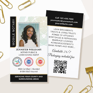 Carte De Visite Accréditation Notaire Public Photo Code QR Noir