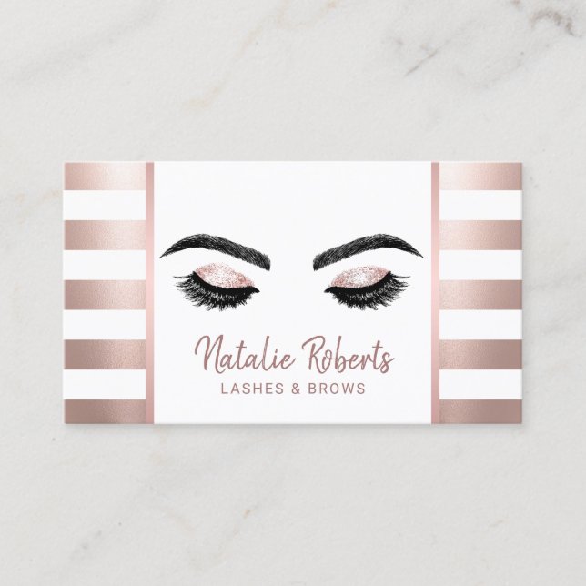 Carte De Visite Accroche de maquillage Eyelash Artiste Rose Gold S (Devant)