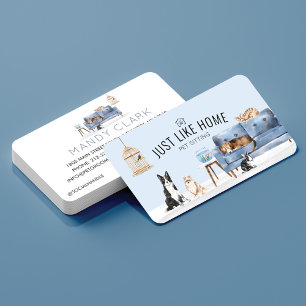 Carte De Visite Accueil Animaux de compagnie assis Aquarelle Cosy