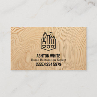 Carte De Visite Accueil Restauration Faux Plywood