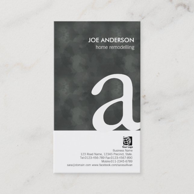 Carte De Visite Accueil Retrait Grunge Bold Monogram BusinessCard (Devant)