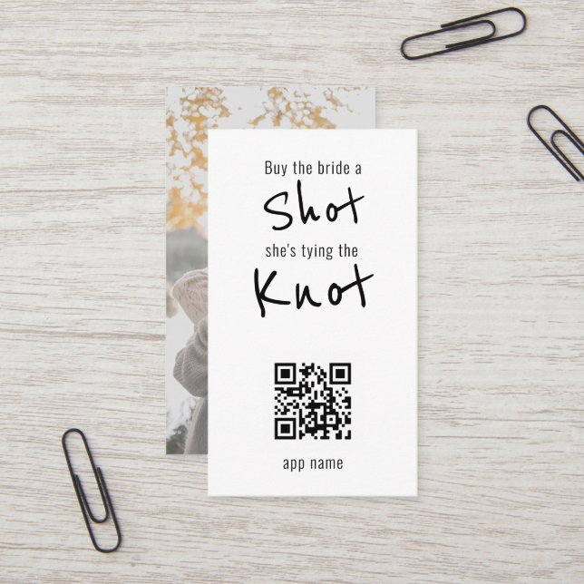 Carte De Visite Acheter la mariée une balle QR Code Bachelorette P (Devant/Arrière en situation)