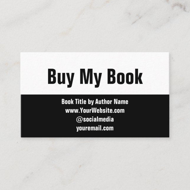 Carte De Visite Acheter mon livre Black and White Author Marketing (Devant)