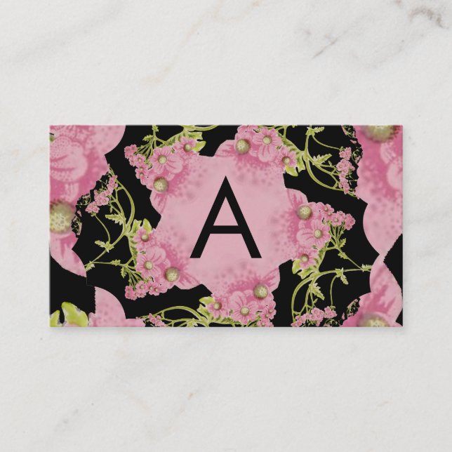 Carte De Visite Achillée Monogramme rose et noir (Devant)