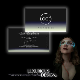 Carte De Visite Acier Bleu Noir Blanc Dégradé avec Logo Style