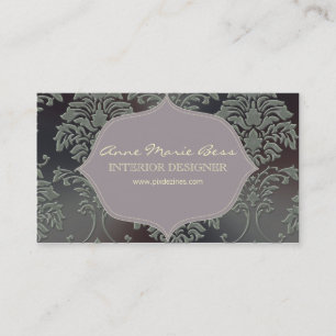 Carte De Visite Acier brossé damassé, accent lilas
