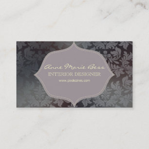 Carte De Visite Acier brossé damassé, accent lilas