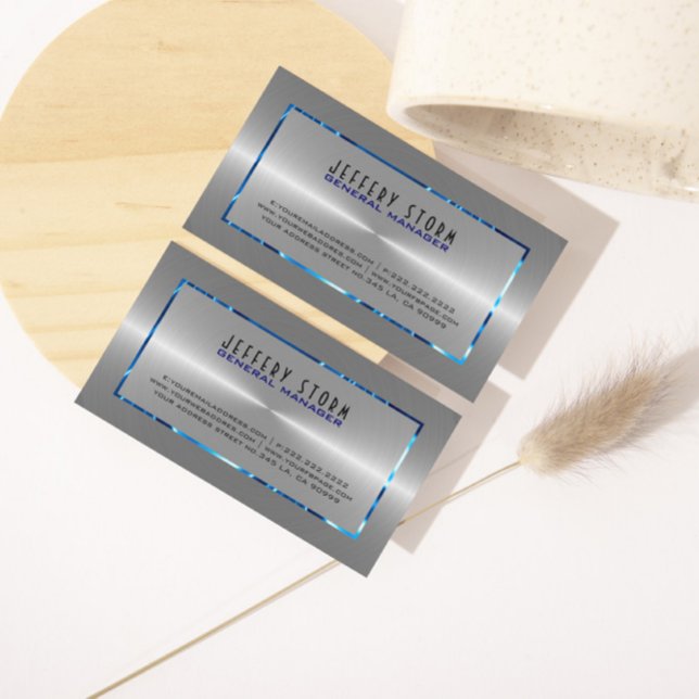 Carte De Visite Acier gris argenté en acier inoxydable Look Accent (Créateur téléchargé)