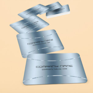 Carte De Visite Acier inoxydable bleu métallique moderne Look 2