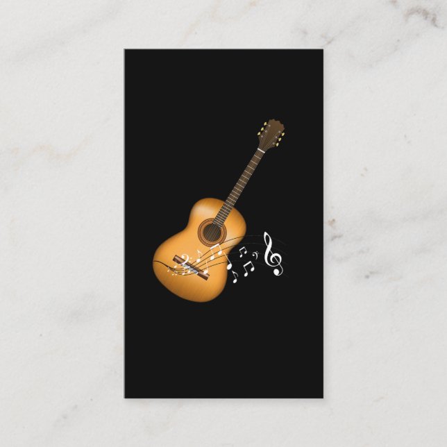 Carte De Visite Acoustic Guitar Player Musical Notes Musicien d'ar (Devant)