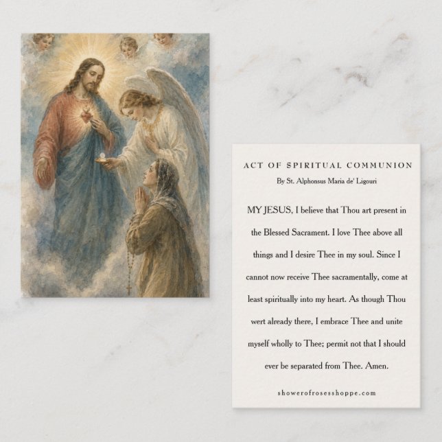 Carte De Visite Acte de Communion Spirituelle Catholique (Devant / Derrière)