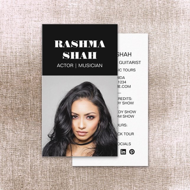 Carte De Visite Acteur Musicien Divertissement Photo professionnel (Créateur téléchargé)