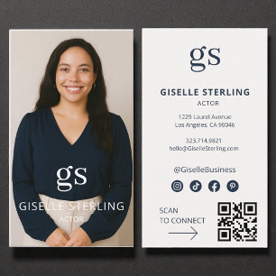 Carte De Visite Acteur Photo Médias sociaux QR Code Moderne