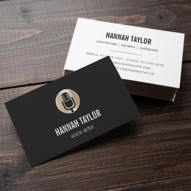 Carte De Visite Acteur vocal Microphone Or (Créateur téléchargé)
