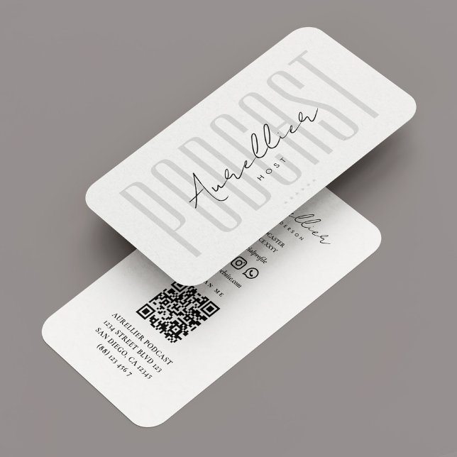 Carte De Visite Acteur vocal Podcaster moderne Blanc professionnel (Modern Podcaster Voice Actor Professional White Business Card
)