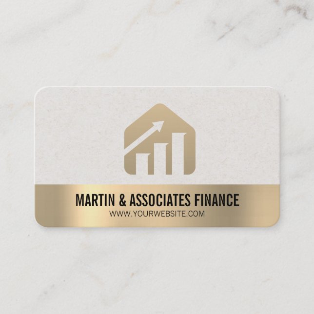 Carte De Visite Action | Finance | Bordure dorée | Courtier (Devant)