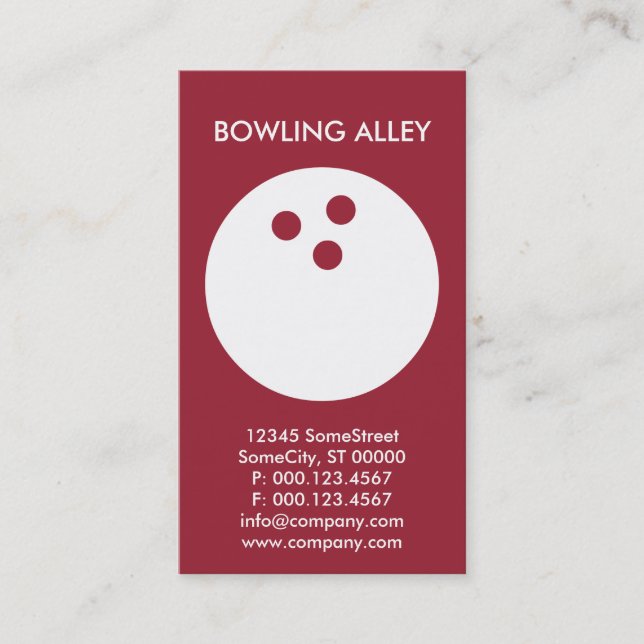 Carte De Visite activité de bowling sur mesure (Devant)