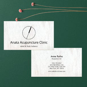 Carte De Visite Acupuncture Acupuncturiste Aiguille Logo Bois blan