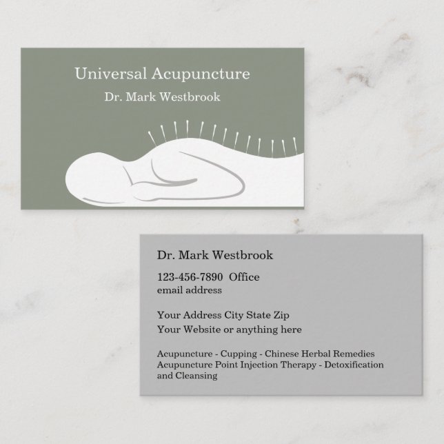 Carte De Visite Acupuncture Moderne Recto Verso (Devant / Derrière)