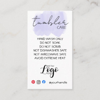 Carte De Visite ADD YOUR LOGO TUMBLER CARE CARDS vinyl business