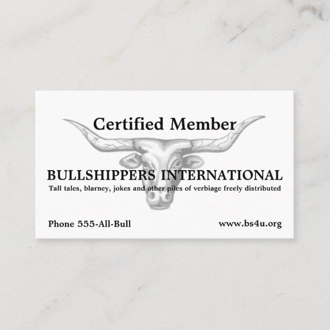 Carte De Visite adhésion à Bullshippers International  (Devant)