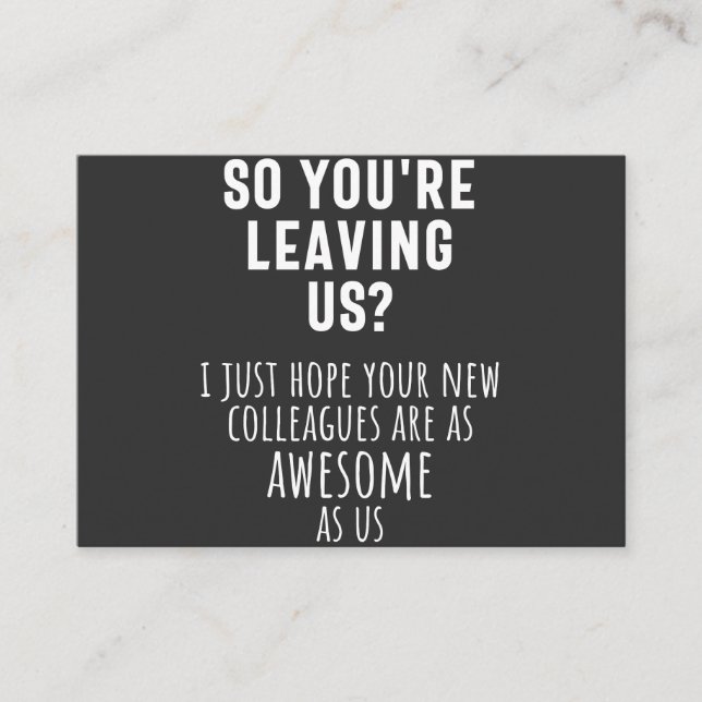 Carte De Visite adieu à un collègue, retraite, collègue, au revoir (Devant)